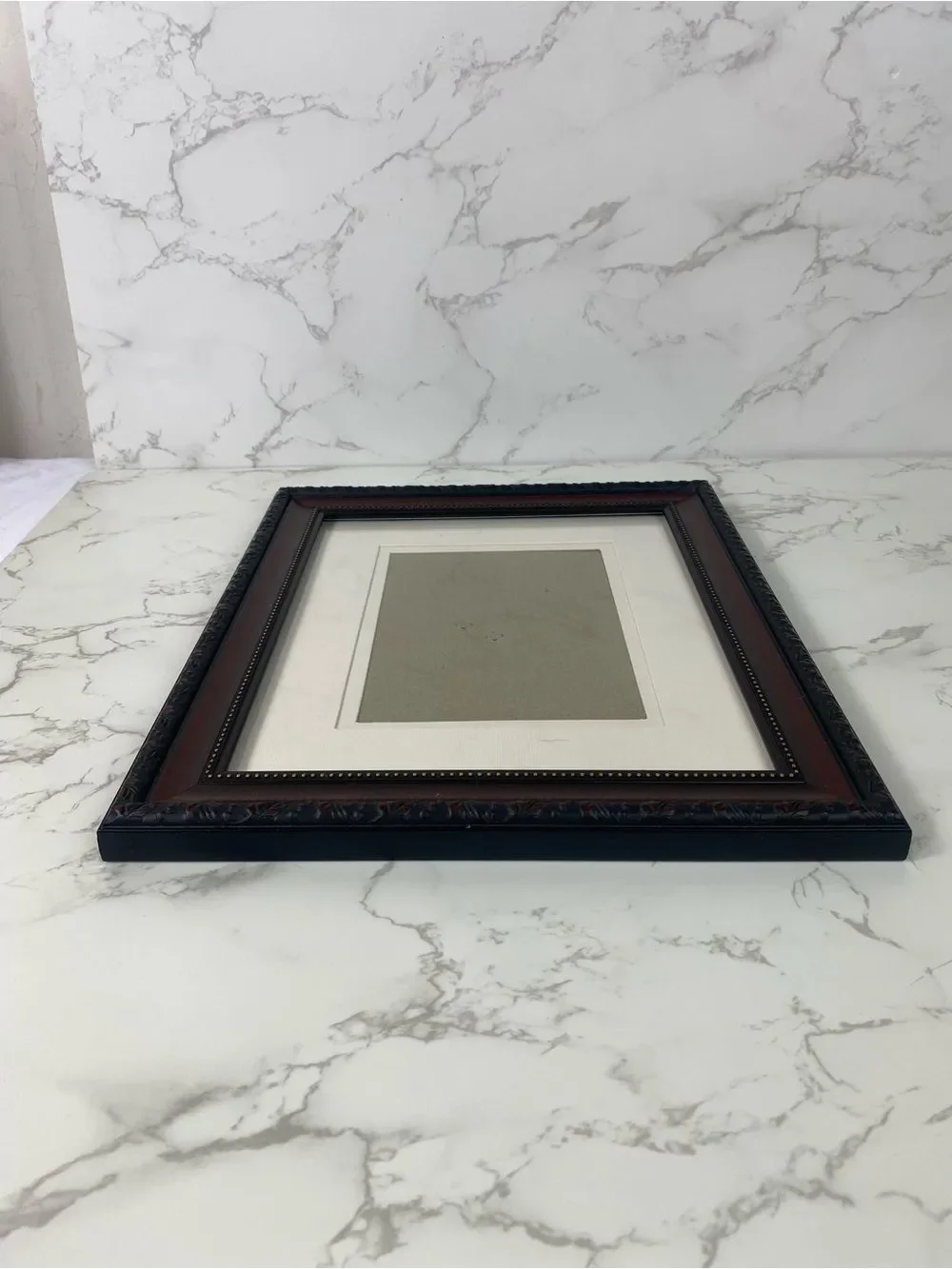 Classic Vintage Wood and Ornate Black Picture Frame with Cream Mat